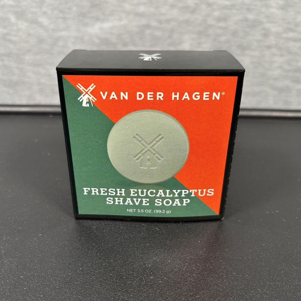 Van Der Hagen Fresh Eucalyptus Shave Soap 3.5 Oz Mens Bar Hypoallergenic USA